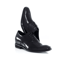 Lace Up Shiny Black Wedding Men Shoes with Discreet Heels