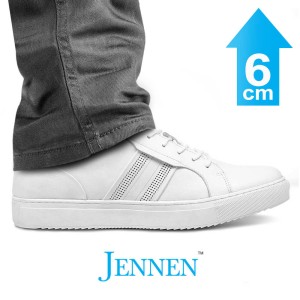 Mr. Sacil Beta White 6cm | 2.4 inch Taller Men's Gym Style Shoes Height