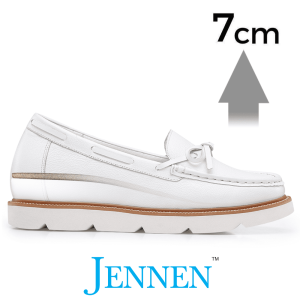 Ms. Jill 7cm | 2.8 inches Taller White Elevator Loafer for Women
