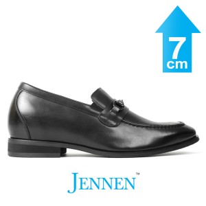 Mr. Caviezel 7cm | 2.8 inches Flat-Platform Black Leather Slip-On Shoes