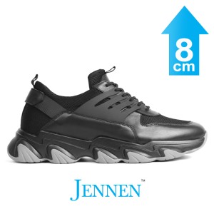 Mr. Shapiro 8cm | 3.2 inches Masculine Gym Style Black Sneakers