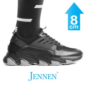 Mr. Shapiro 8cm | 3.2 inches Masculine Gym Style Black Sneakers