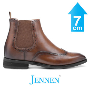 Mr. Aurelius 7cm | 2.8 inches Brown Brogue Elevator Boots