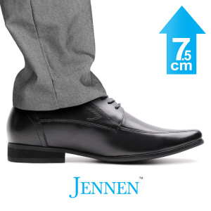 Mr. Bruch Black | 7.5cm Taller - Men's Business Elevator Shoes