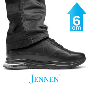 Mr. Dewey 6cm | 2.4 inches Black Leather Gym Style Men's Shoes