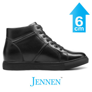 Mr. Gasser Black 6cm | 2.4 inches Height Increase High Top Sneaker Boots