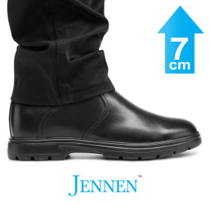Mr. Heidecker 7cm | 2.8 inches Black Slip On Elevator Boots for Men