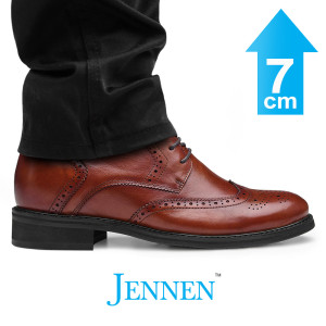 Mr. Ives Brown 7cm | 2.8 inches Taller Brogue Men's Heeled Boots