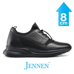 Mr. Joe 8cm | 3.2 inches Casual Lace Up Black Elevator Shoes for Men