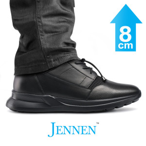 Mr. Joe 8cm | 3.2 inches Casual Lace Up Black Elevator Shoes for Men