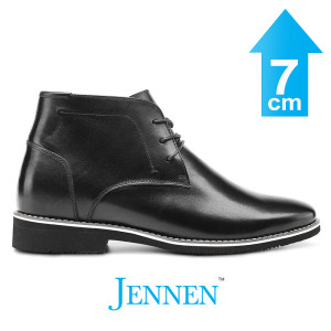 Mr. Machiavelli 7cm | 2.8 inches Black Leather Chukka Boots for Men