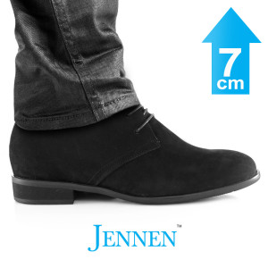 Mr. Schubert Black 7cm | 2.8 inches Taller Black Mens Elevator Boots