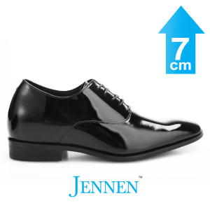 Mr. Webern Patent 7cm | 2.8 inches Taller Shiny Tuxedo Shoes
