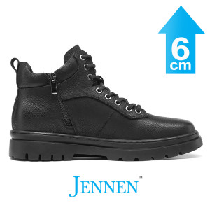 Mr. Zizek 6cm | 2.4 inches Black Leather Casual Boots for Men