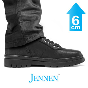Mr. Zizek 6cm | 2.4 inches Black Leather Casual Boots for Men