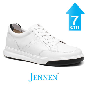 Mr. Federer 7cm | 2.8 inches White Elevated Casual Sneakers for Men