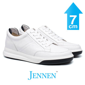 Mr. Federer 7cm | 2.8 inches White Elevated Casual Sneakers for Men