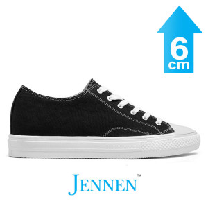 Mr. Jack 6cm | 2.4 inches Black Canvas Elevator Sneakers