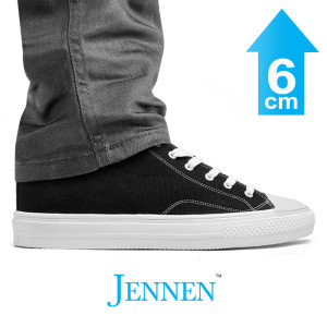 Mr. Jack 6cm | 2.4 inches Black Canvas Elevator Sneakers